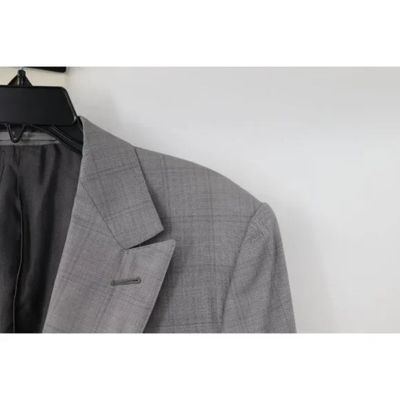 Ermenegildo Zegna sport coat men's 42R Trofeo 600 Manhattan wool silk gray plaid - Picture 3 of 16